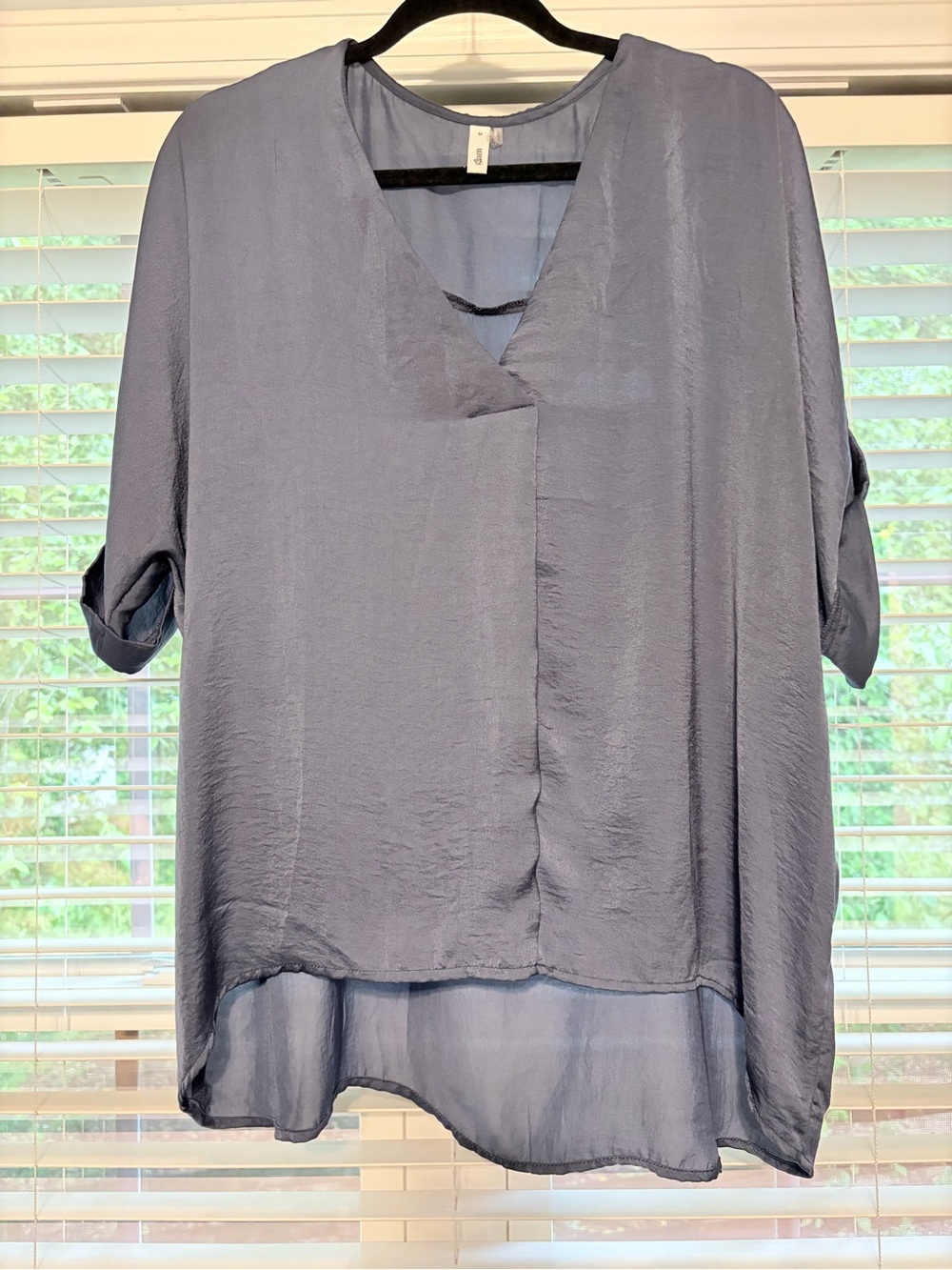 Navy Blue Women's V-Neck Blouse